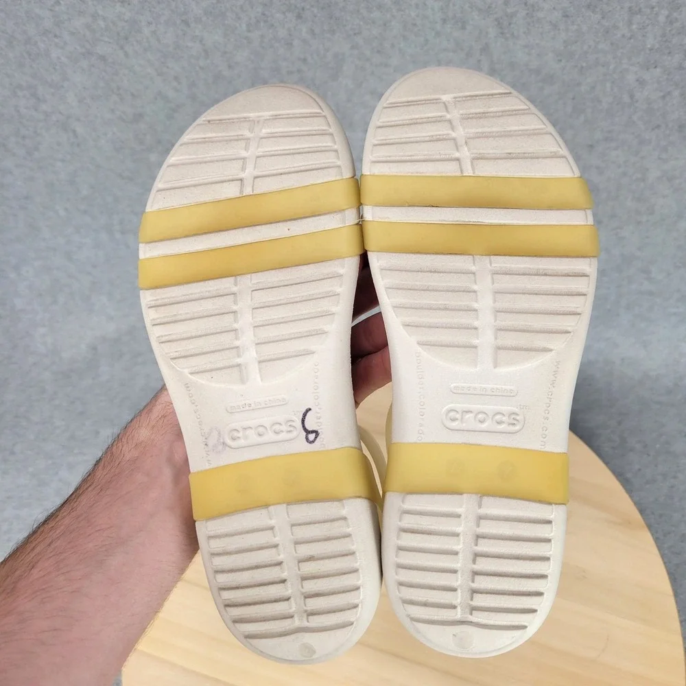 Crocs Isabella T-Strap Sandals Womens 8 Yellow Gladiator Jelly Flat 202467